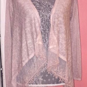 Lungo L’arno Light Pink Open Front Lace Cardigan